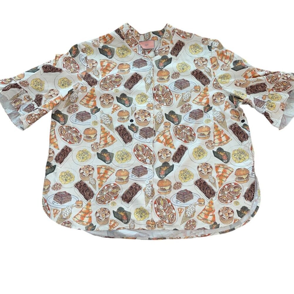 Cjw Womens Pajama Top Size 3XL Multicolor The Carboholic NYC Bites Pure Cotton - Picture 10 of 14